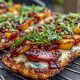 BBQ Peach Brie Flatbread Grill