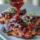 Vibrant Blackberry Jalapeño BBQ sauce simmering, ready for your grilled favorites.