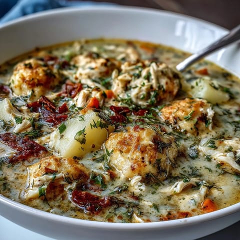 Slow Cooker Chicken Pot Pie Soup in a creamy, comforting broth with tender chicken and vegetables.
