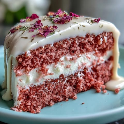 Gorgeous Bridal Shower Rosé Velvet Cake, perfect for celebrations, adorned with gold.