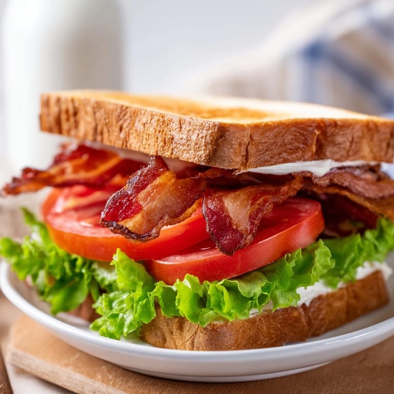 A classic deli-style BLT Sandwich served on toasted bread with crispy bacon and vibrant veggies.