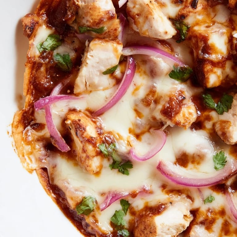Sizzling BBQ Chicken Flatbread served hot with fresh cilantro garnish, perfect for a quick weeknight dinner or party appetizer.