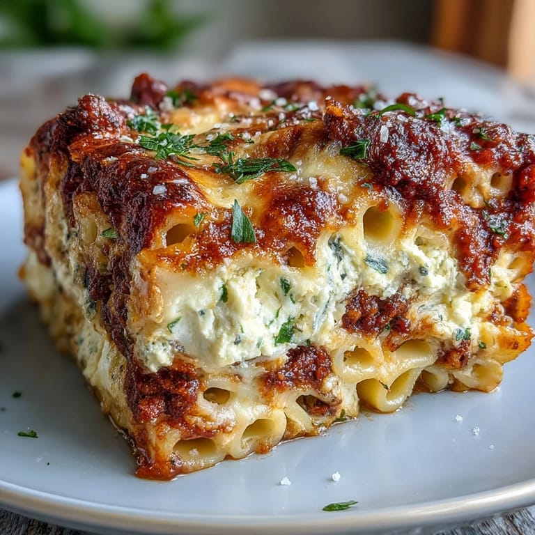 A 9x13-inch baking dish of freshly baked ziti, topped with melted cheese and fresh basil, ready for a family dinner.