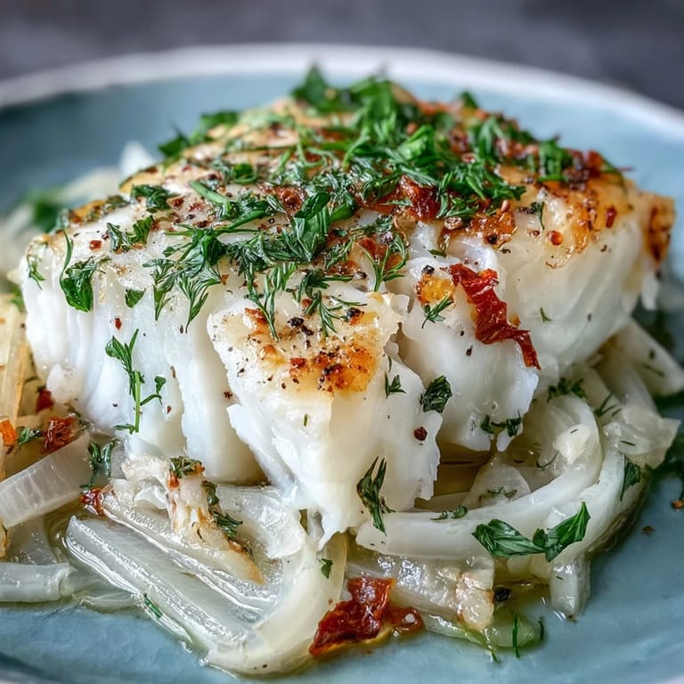 Flaky white fish gently poached in white wine and stock, accompanied by soft fennel and sweet orange for a Mediterranean meal.