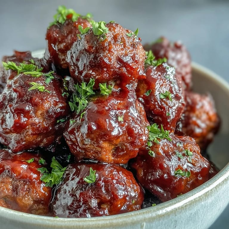 Tender Grape Jelly and Chili Sauce Meatballs in a slow cooker, glimmering with a rich, sticky sauce ideal for game day or parties.