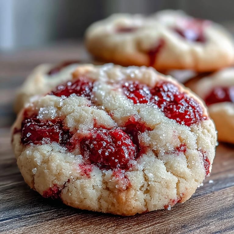 Golden-edged Soft Chewy Raspberry Sugar Cookies on a cooling rack, ready for a sweet snack.