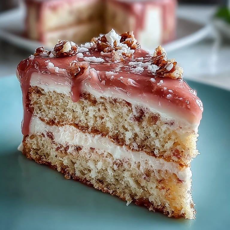 Layered pastel pink and yellow ombre cake, frosted in matching buttercream, perfect for spring celebrations and special occasions.  