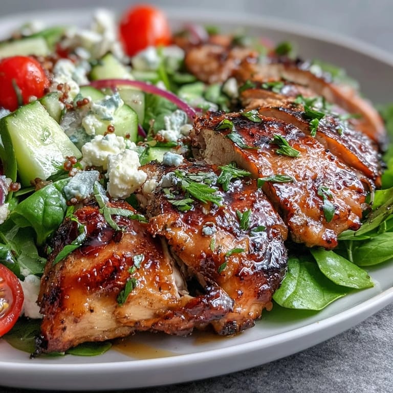 Healthy Lemon Vinaigrette Chicken Bowl with colorful vegetables and quinoa base