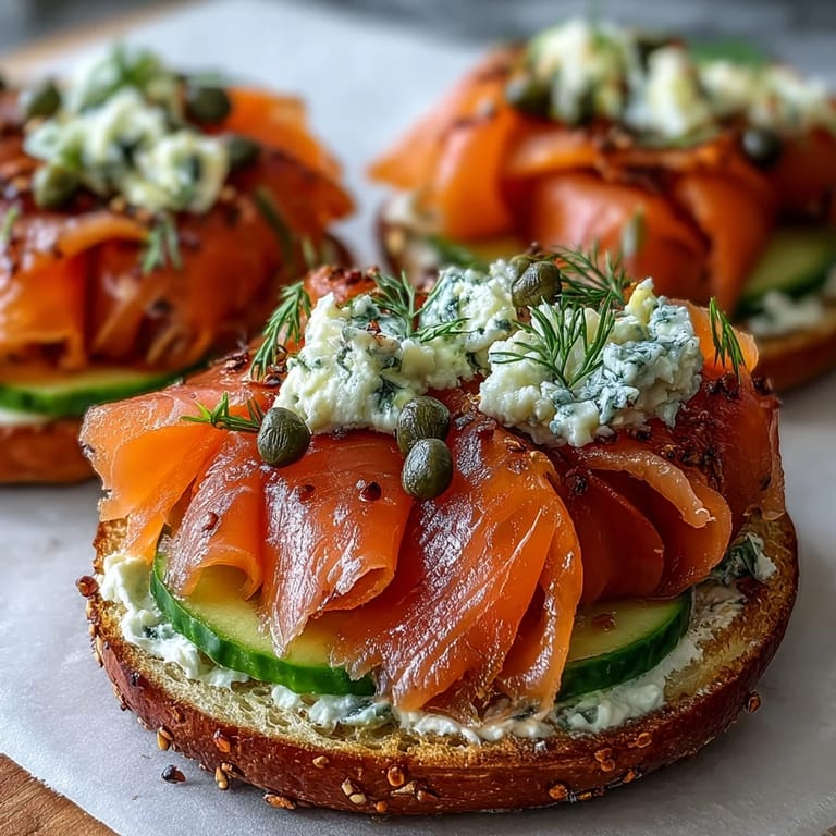 Elegant smoked salmon bagel board, an easy yet impressive spread for celebratory brunches.