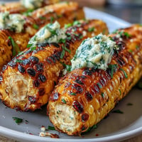 Festive grilled corn pops with vibrant herbed butter, a Memorial Day must.