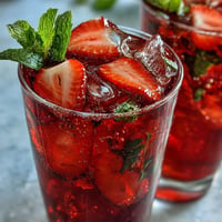 Vibrant Juneteenth Red Drink: Hibiscus Strawberry Lemonade, perfect for festive gatherings.