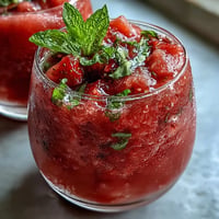 Juicy Watermelon Mint Frosé (Frozen Rosé Mocktail) ideal for a refreshing summer poolside drink.